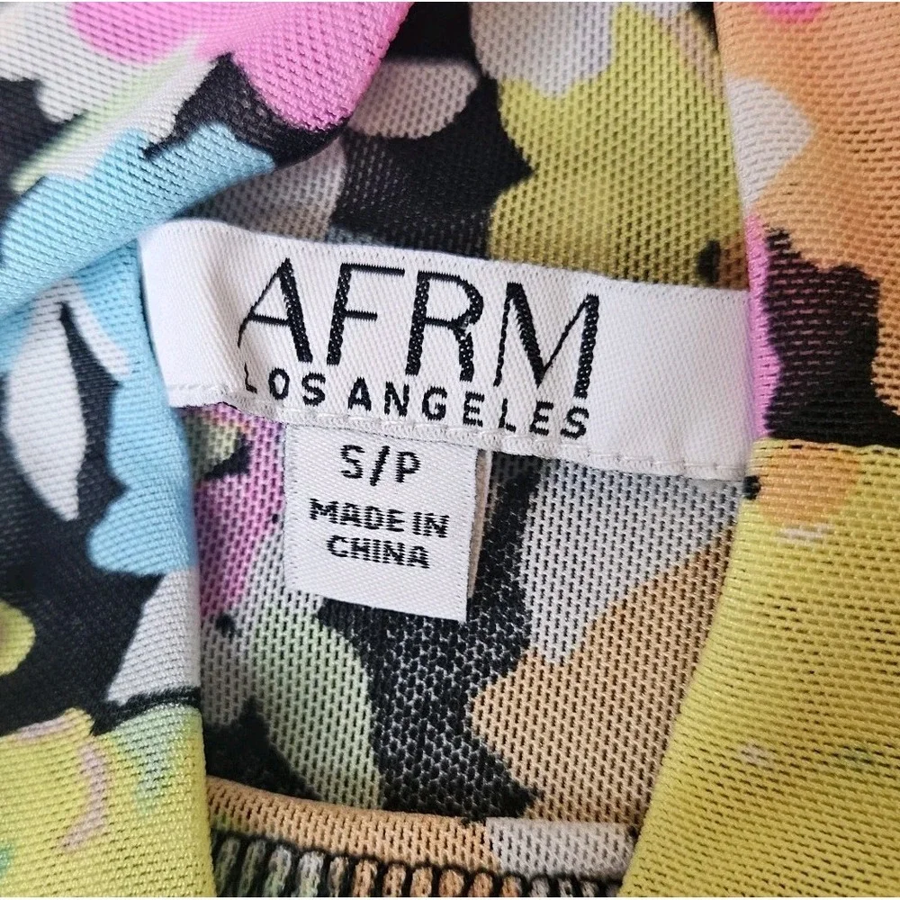 AFRM Mesh Longsleeve Top Stretch Sheer‎ Size Small Floral Y2k Style